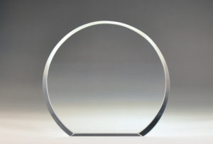 Blank round crystal circular wedge award by Etchcraft